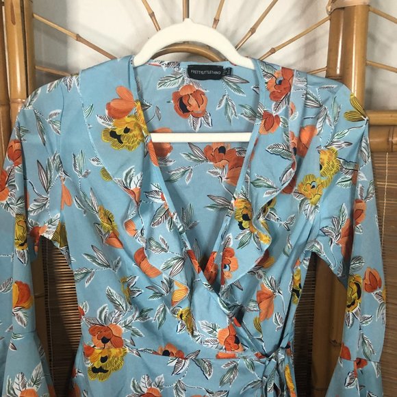 Pretty Little Thing Wrap Floral Dress Size 6 - Picture 5 of 9